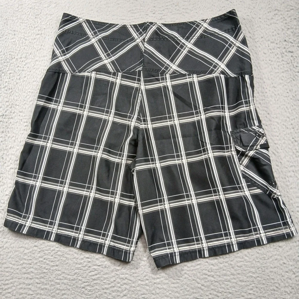 Hurley Boardshorts Mens 36‎ Black White Plaid Surf Swim